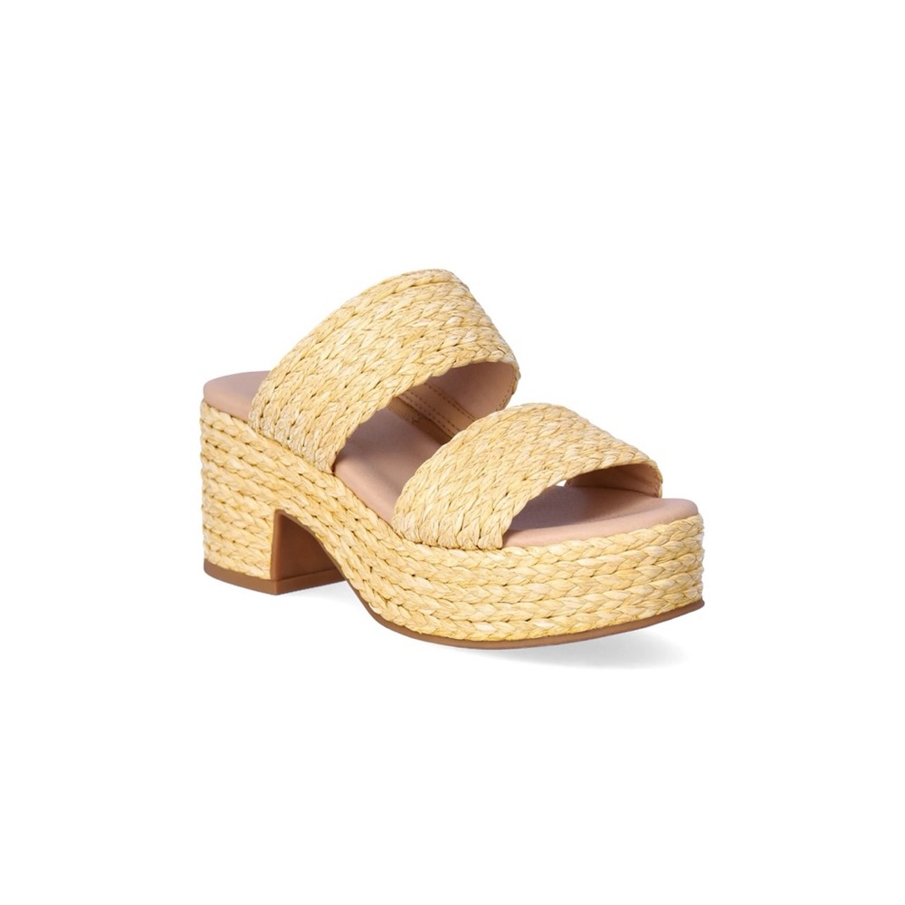 No Boundaries Women’s Raffia Double Band Platform Sandals Size 10 New